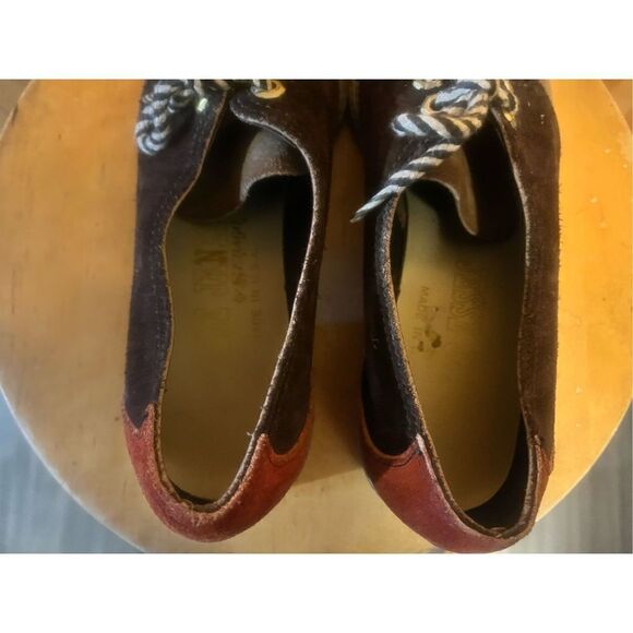 Jesse Janes by Sebago Brown /Red Suede Lace Shoes. Size 8.5 N. - Picture 5 of 7